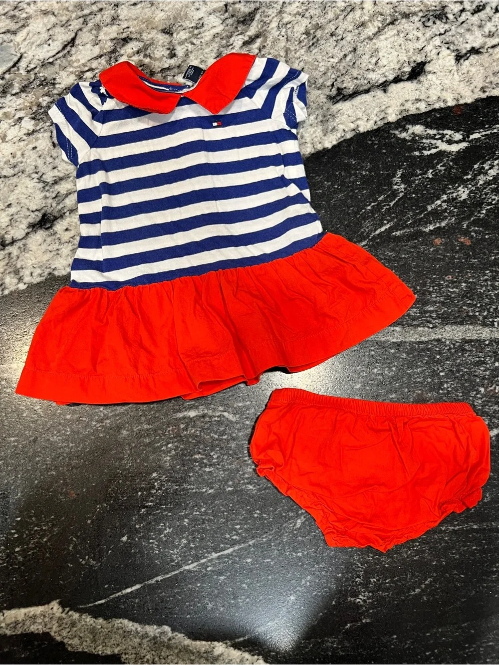 Tommy Hilfiger Baby Girl Nautical Stripe Dress & Bloomers Set | 3-6 Months